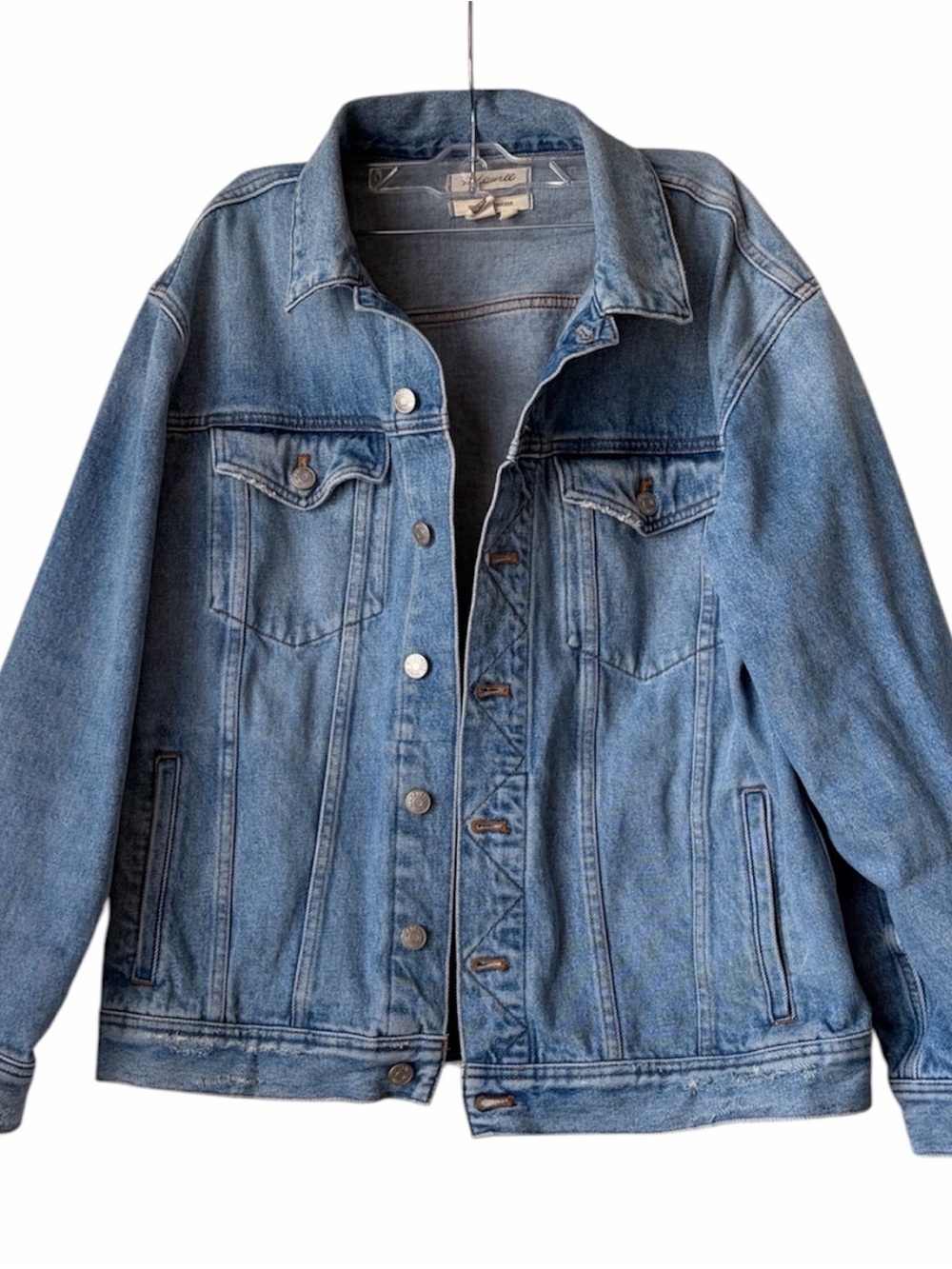 Madewell Oversized Trucker Denim Jacket L Light Wash Blue 100% Cotton